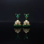 Green Butterfly Post Jhumka Drop Earrings - Image 7