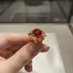 Vintage Amber Flower Adjustable Ring - Image 5