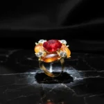 Angelic White Rose & Cat's Eye Adjustable Ring - Image 2