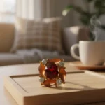 Angelic White Rose & Cat's Eye Adjustable Ring - Image 4