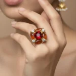 Angelic White Rose & Cat's Eye Adjustable Ring - Image 5