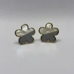 Regal Sculpted Geometric Earrings with Pearl Accents - Image 5