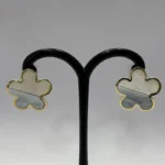 Regal Sculpted Geometric Earrings with Pearl Accents - Image 2