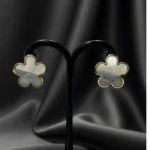 Regal Sculpted Geometric Earrings with Pearl Accents