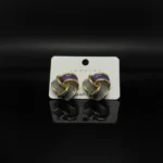 Chic Purple & Gray Enamel Knot Stud Earrings - Image 4