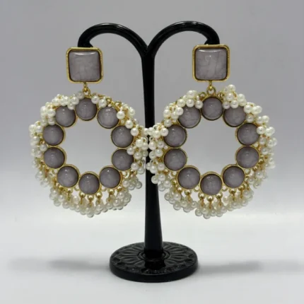 Luxury Pearl & Stone Studded Premium Drop Earring