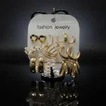 Gold & Light Purple Resin Triangle Stud Earrings - Image 4