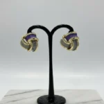 Chic Purple & Gray Enamel Knot Stud Earrings - Image 5