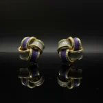 Chic Purple & Gray Enamel Knot Stud Earrings - Image 6