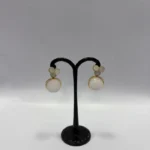 Mother of Pearl Flower & Gold Shimmer Dangle Earrings - Image 5