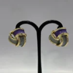 Chic Purple & Gray Enamel Knot Stud Earrings - Image 2