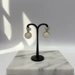 Mother of Pearl Flower & Gold Shimmer Dangle Earrings - Image 6
