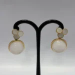 Mother of Pearl Flower & Gold Shimmer Dangle Earrings