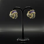 Chic Purple & Gray Enamel Knot Stud Earrings - Image 7