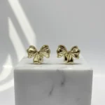 Chic Gold Double Bow Stud Earrings - Image 6