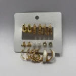 Trendy Gold Hoop and Stud Earring Collection (12 Pack) - Image 3