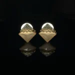Pave Crystal Brown & Gold Geometric Pyramid Studs - Image 4