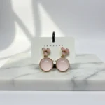 Pastel Pink Statement Dangle Earrings for Wedding - Image 3