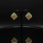 Pave Crystal Brown & Gold Geometric Pyramid Studs - Image 5