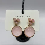 Pastel Pink Statement Dangle Earrings for Wedding - Image 4