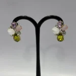 Floral Multicolor Crystal Cluster Stud Earrings - Image 8