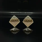 Pave Crystal Brown & Gold Geometric Pyramid Studs - Image 2