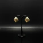 Pave Crystal Brown & Gold Geometric Pyramid Studs - Image 7