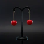 Cute Red & Orange Cherry Drop Dangle Earrings
