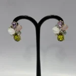 Floral Multicolor Crystal Cluster Stud Earrings
