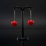 Cute Red & Orange Cherry Drop Dangle Earrings - Image 5