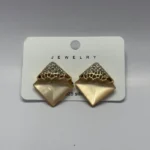 Pave Crystal Brown & Gold Geometric Pyramid Studs - Image 3
