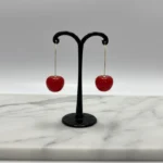 Cute Red & Orange Cherry Drop Dangle Earrings - Image 6