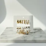 Trendy Gold Hoop and Stud Earring Collection (12 Pack)