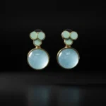 Pastel Blue Glitter & Mint Green Flower Earrings - Image 3
