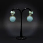 Pastel Blue Glitter & Mint Green Flower Earrings