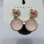 Pastel Pink Statement Dangle Earrings for Wedding - Image 2