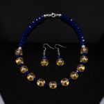 Blue & Golden Beads Necklace Set with Earrings – Elegant Fashion Jewelry for Women - Image 8