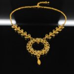 Gold Plated Leaf Design Pendant Necklace with Chain - Image 9
