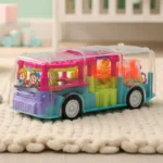 Multifunctional Gear Light Bus Toy with Mechanical Gears Simulation,Transparent Body,3D Lights,Different Types of Music, Horn &Engine Starting Sound,360-degree Rotation for +3 Years (Multicolor, Pack of: 1) - Image 5