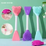 Bear Double Head Facial Mask Brush Silicone Applicator Spoon Spatula Stirring Stick Women Skin Face Cleansing Care Home Makeup Tools - Image 8