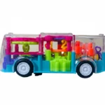 Multifunctional Gear Light Bus Toy with Mechanical Gears Simulation,Transparent Body,3D Lights,Different Types of Music, Horn &Engine Starting Sound,360-degree Rotation for +3 Years (Multicolor, Pack of: 1) - Image 7
