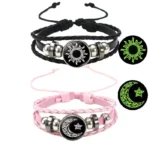 【Hot demand】Simple Luminous Sun Moon Leather Handmade Weaved Couple Bracelets Jewelry Women Men For Lovers Valentine's Festival Gift