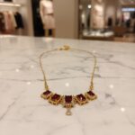 Stunning Red Stone & Gold Tone Statement Necklace - Image 3
