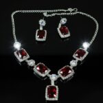 Red Crystal Choker Necklace Set for Women | Party Wear Jewellery