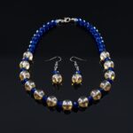Blue & Golden Beads Necklace Set with Earrings – Elegant Fashion Jewelry for Women - Image 2