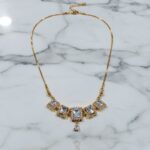 Elegant Gold Plated Necklace with Square Cubic Zirconia Stones - Image 3