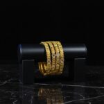 Exquisite Gold Bangles with Floral Design & Gemstone Accents - Perfect for Special Occasions - Image 3