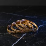 Exquisite Gold Bangles with Floral Design & Gemstone Accents - Perfect for Special Occasions - Image 4