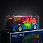 Multifunctional Gear Light Bus Toy with Mechanical Gears Simulation,Transparent Body,3D Lights,Different Types of Music, Horn &Engine Starting Sound,360-degree Rotation for +3 Years (Multicolor, Pack of: 1) - Image 2