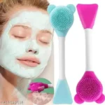 Bear Double Head Facial Mask Brush Silicone Applicator Spoon Spatula Stirring Stick Women Skin Face Cleansing Care Home Makeup Tools - Image 3